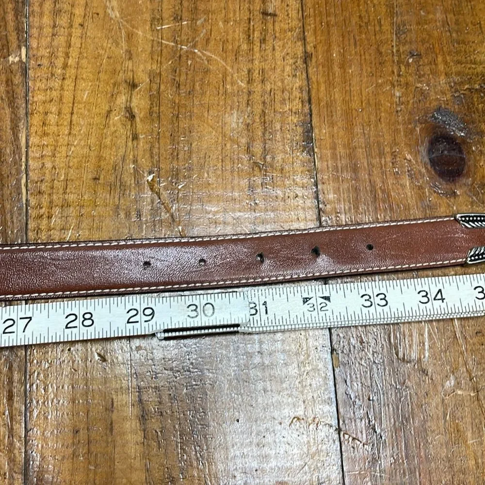 Western Vegan Leather Brown and Silver belt small